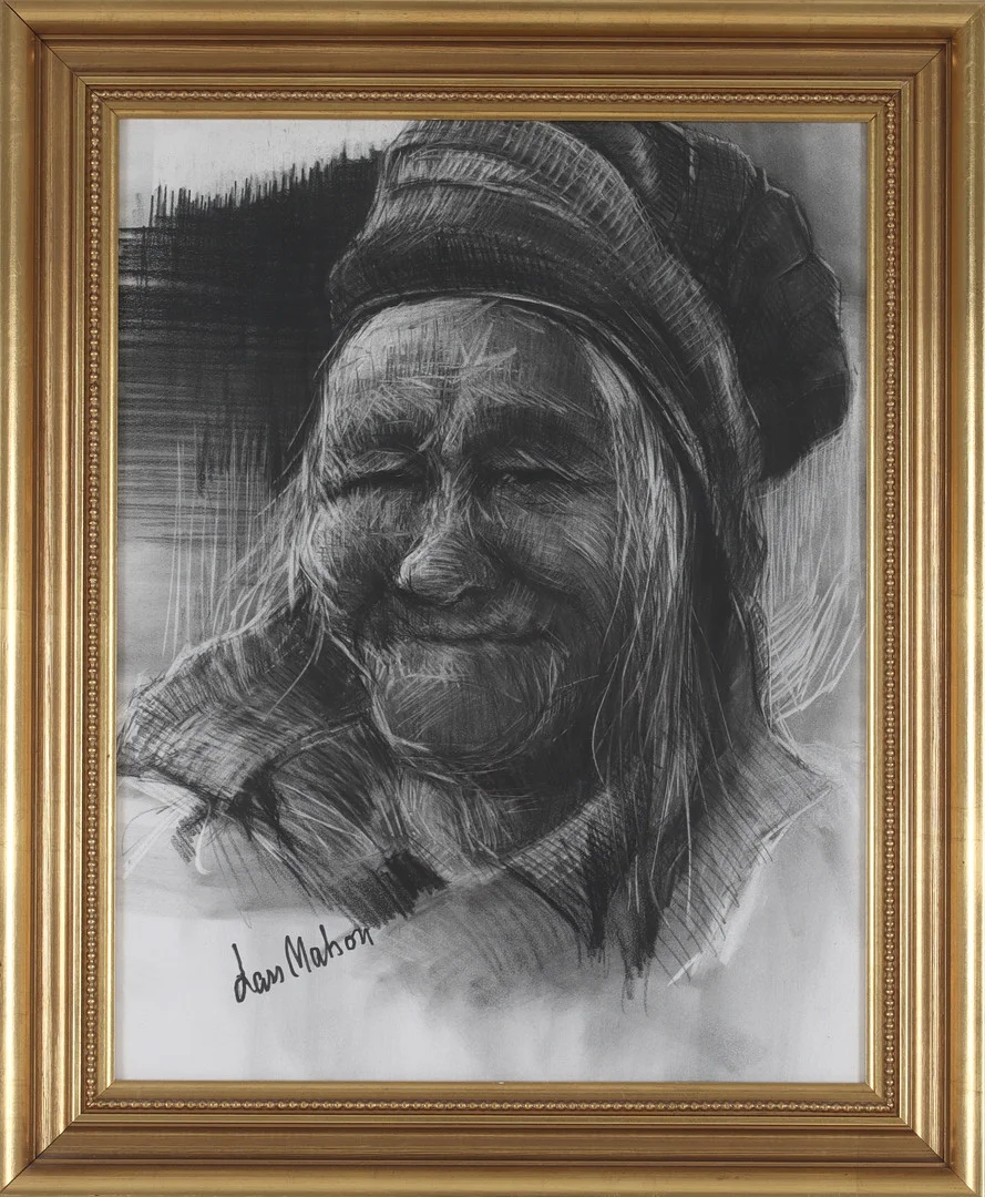 LARS MATSON. Porträtt, kolteckning, signerad. — Paintings — Stadsauktion Sundsvall