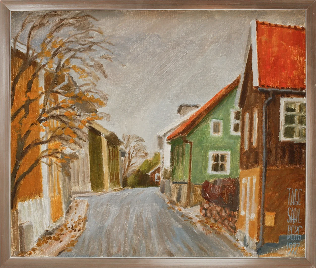 TAGE SAHLBERG. "Västra gatan, Kungälv", olja på duk, signerad. — Paintings — Göteborgs Auktionsverk
