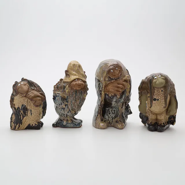 CHRISTINA PRÆSTGAARD. figuriner, 4 delar, Rosa Ljungs samlarserie "John Bauer Troll", med originalkartonger, Rosa Ljung i Torekov.