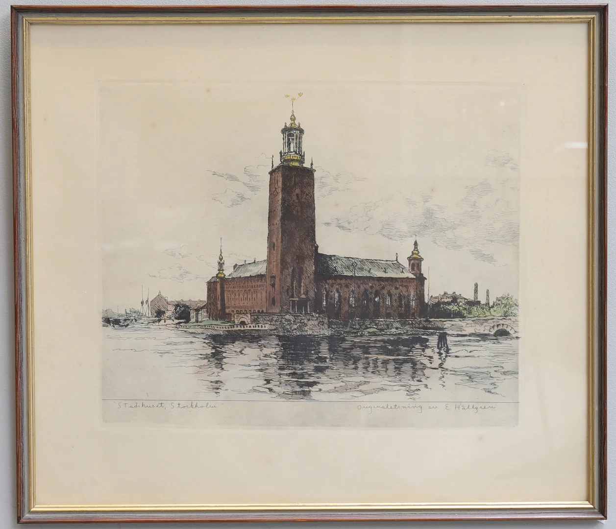 ERNST HÄLLGREN. originaletsning, signerad E Hällgren. — Engravings & Prints — Gomér & Andersson Nyköping