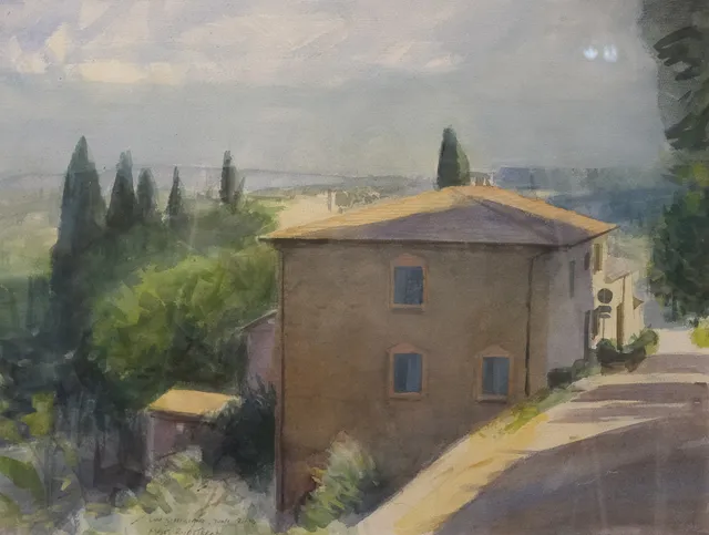 MATS RYDSTERN. "SAN GIMIGNANO, JUNI 2004", AKVARELL, SIGNERAD.