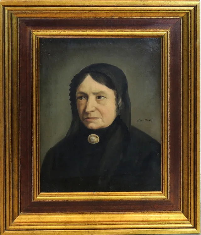 JAUME PONS MARTÍ. RETRATO DE DAMA, ÓLEO SOBRE LIENZO.