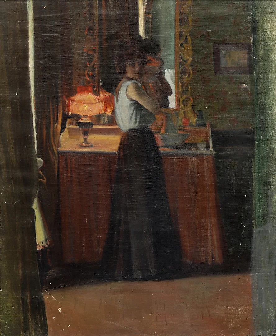 ATTRIBUTED TO JOSÉ MARTÍ GARCÉS DE MARCILLA. A girl at the dresser. — Paintings — Balclis