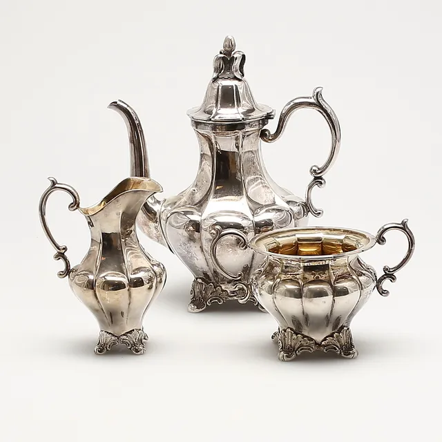 KAFFESERVIS, 3 delar, nysilver, C G Hallberg.