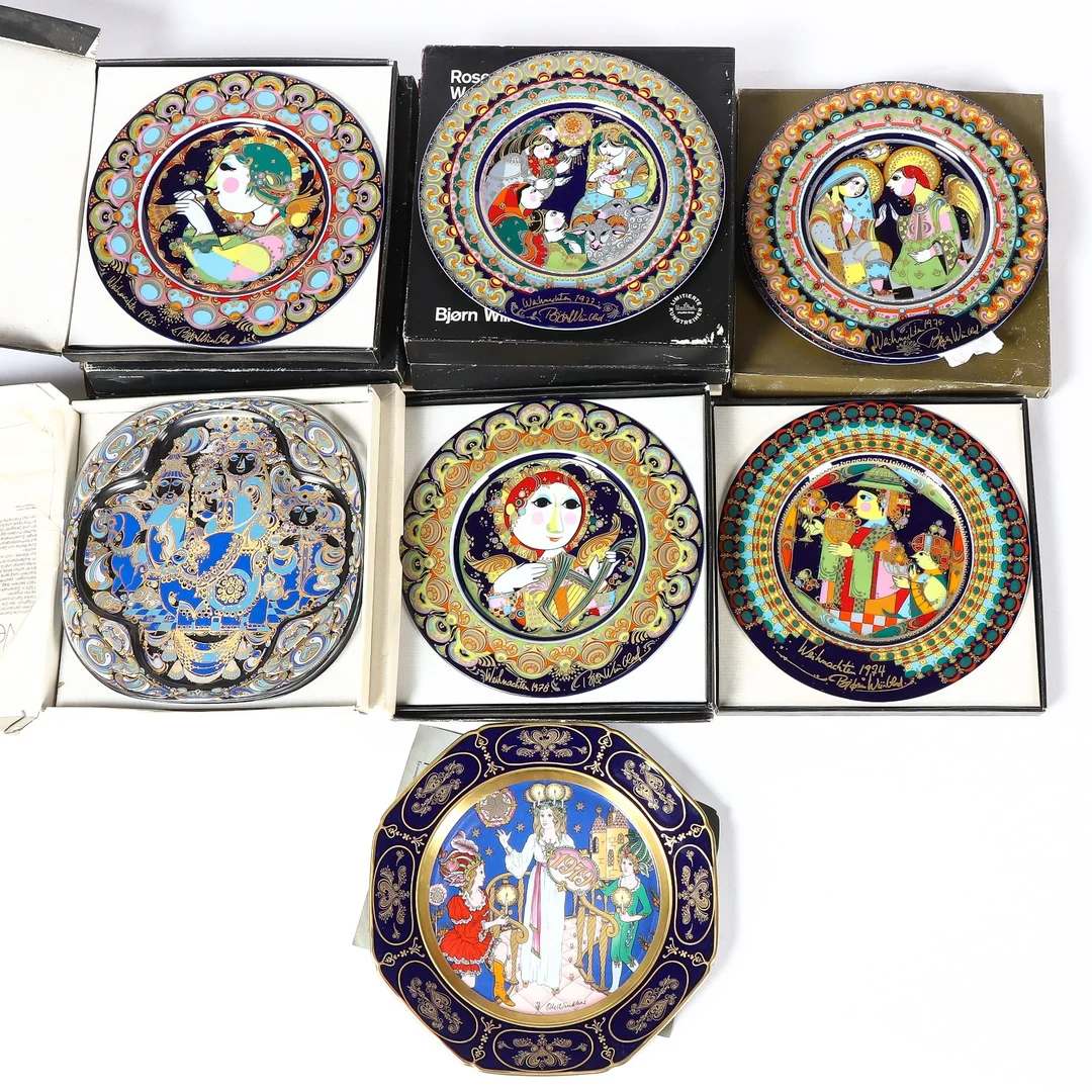 Rosenthal and others Bjorn Wiinblad. 'Weihnachten' etc. Christmas plates, porcelain & glass. (15) — Glass, porcelain and ceramics/Other glass, porcelain and ceramics — Lauritz