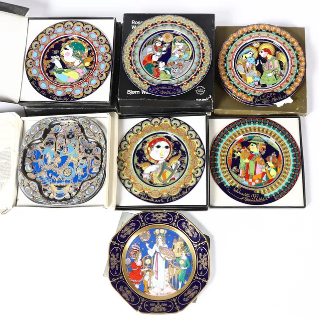 Rosenthal and others Bjorn Wiinblad. 'Weihnachten' etc. Christmas plates, porcelain & glass. (15)