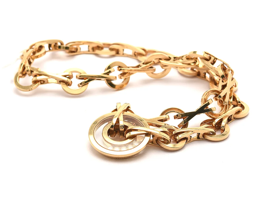 Collier Chopard Happy Diamonds 18K 69,6g ca38cm med diamanter 5xca0,03ct nr 81/6462-20 3126952, saknar en stopp vid hänget — Smycken/Collier — Kaplans