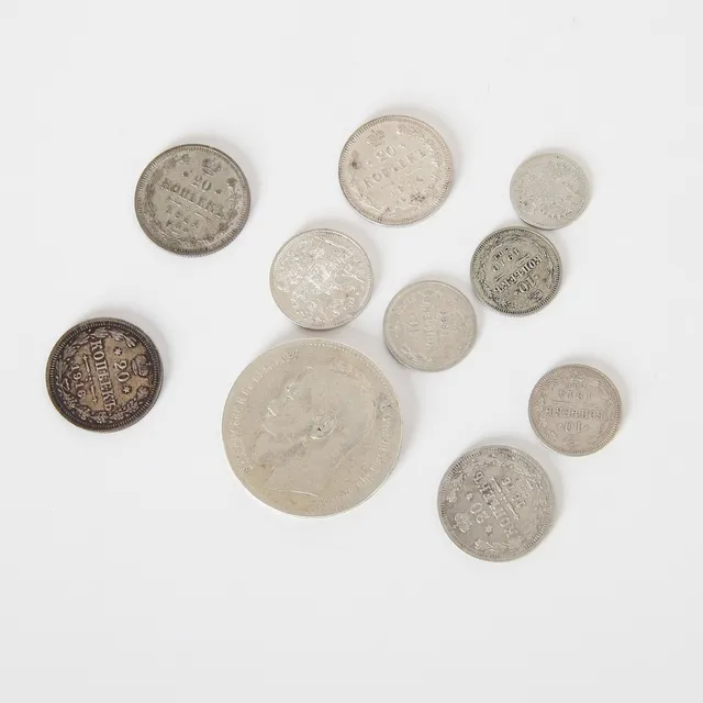 SILVERMYNT, 10 st, Tsar Nicholai II, Ryssland 1876-1916.
