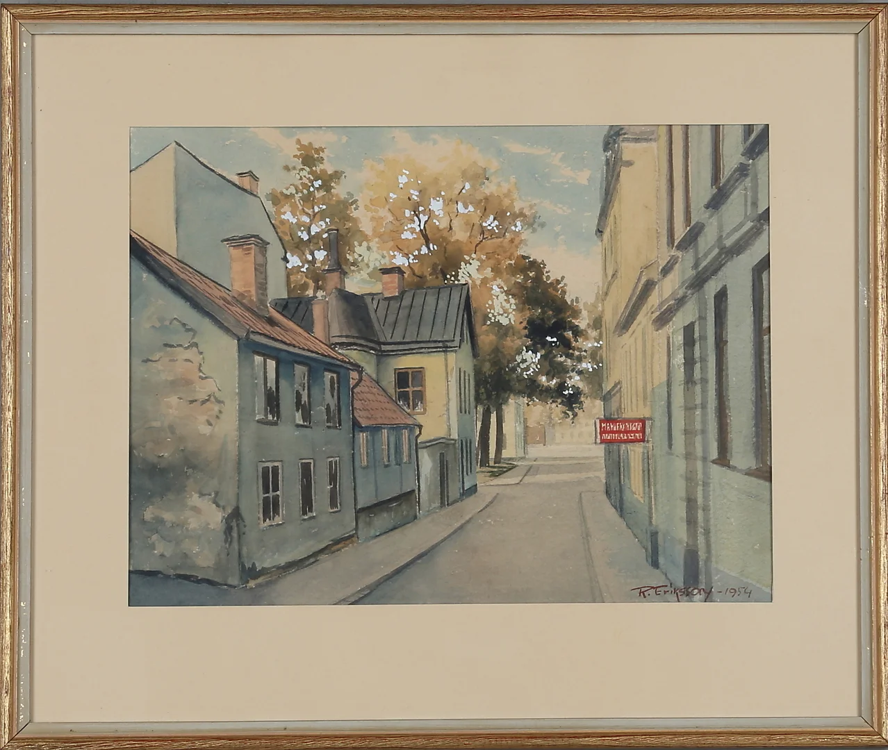 ROLF ERIKSSON. Norrköpingsmotiv, akvarell, signerad samt daterad 1954. — Paintings — Gomér & Andersson Norrköping