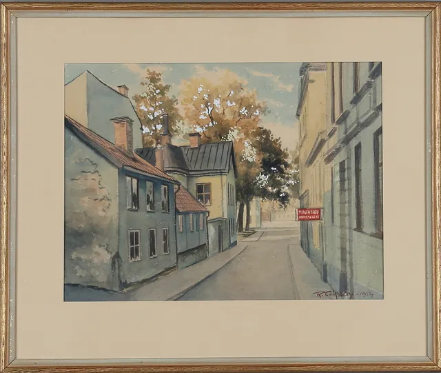 ROLF ERIKSSON. Norrköpingsmotiv, akvarell, signerad samt daterad 1954.