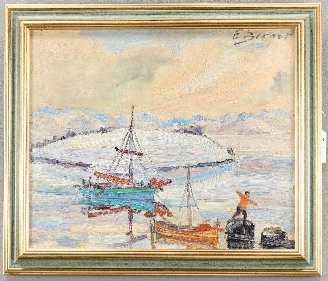 EINAR BERGER. Olja på pannå, signerad. — Paintings — Karlstad Hammarö Auktionsverk