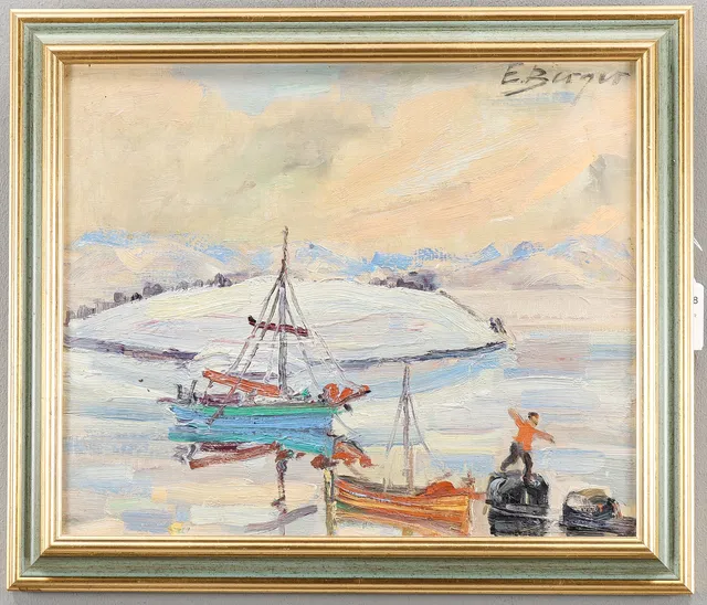 EINAR BERGER. Olja på pannå, signerad.
