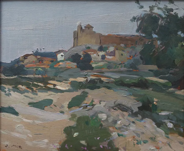 JOAQUIM MIR. Landscape with Tamarit castle.