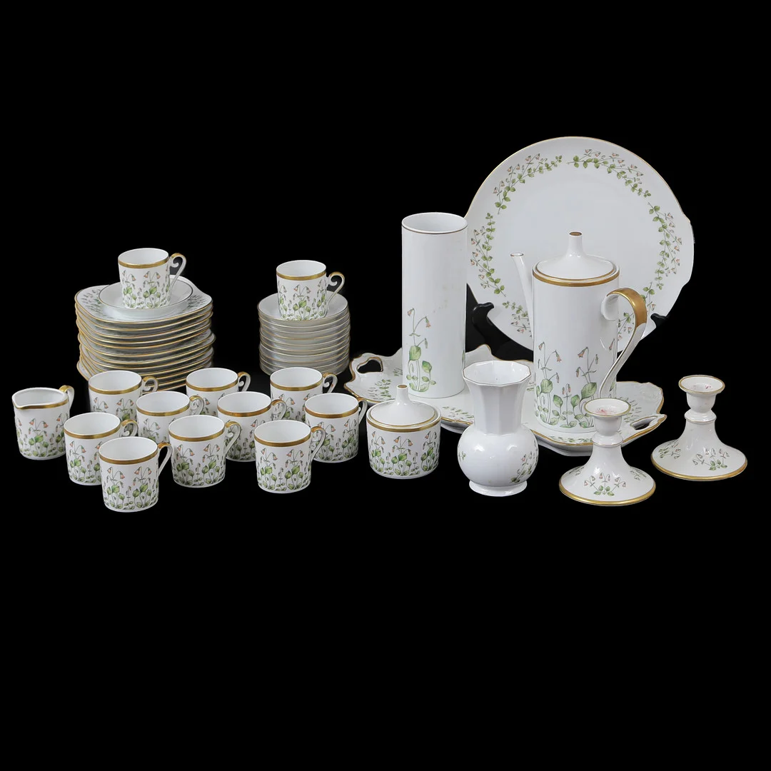 KAFFESERVIS "LINNAEA BOREALIS", HACKEFORS, PORSLIN. — European — Auktionskammaren Sydost Kalmar