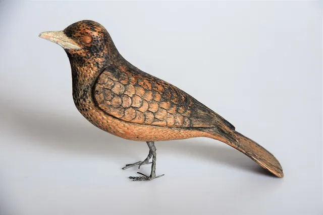 FÅGEL träskuren 1800 tal.