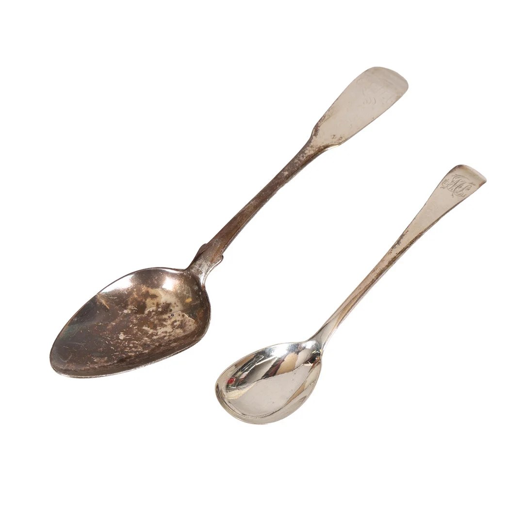 A GEORGE III SCOTTISH SILVER SPOON TOGETHER WITH ANOTHER (2). — Silver — Bishop & Miller
