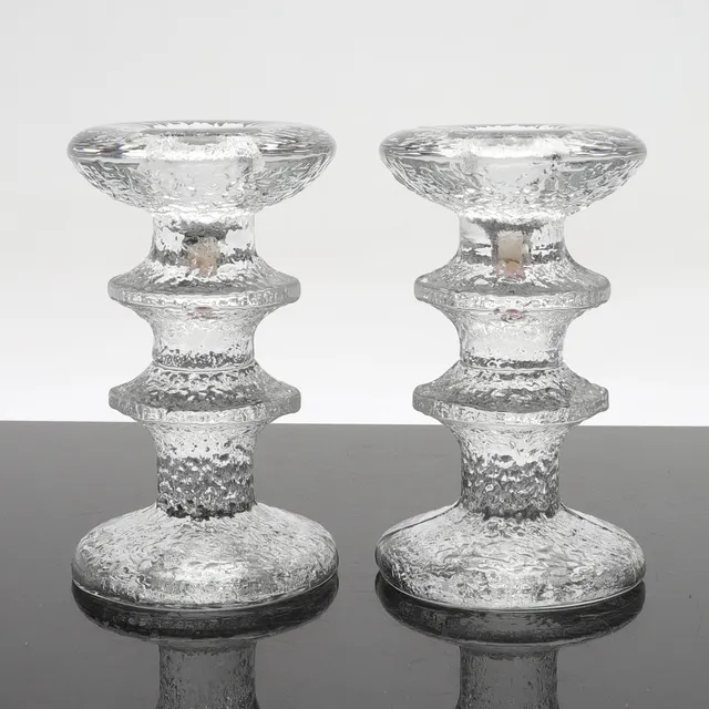 TIMO SARPANEVA. ljusstakar, 1 par, glas, "Festivo", Iittala, Finland.