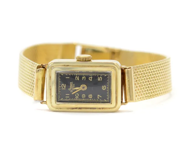 Stowa extra, 14K, damur, snr.134747 25920, manuell, plastglas, med armband 18K, brv.31,9g