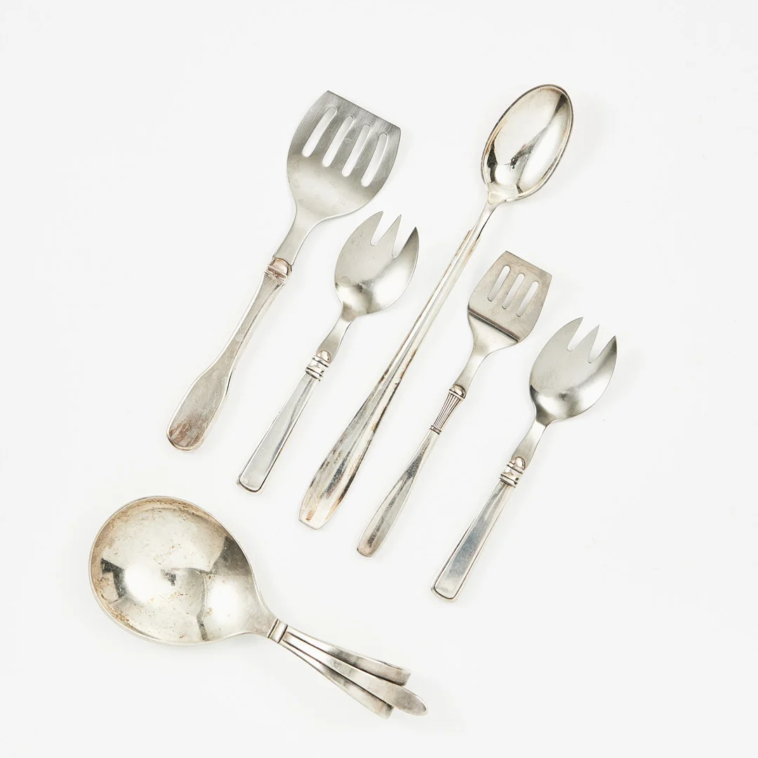 BESTICK, 6 delar, silver och sterlingsilver, Danmark. — Silver — Stockholms Auktionsverk Magasin 5