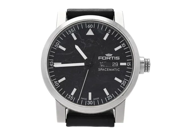 FORTIS, Spacematic, Cal ETA 2836-2, Boett nr. 623.22.158.1 / 01-12000, herrur, 40 mm, stål, automatisk, safirglas, dag, datum, servicebehov, läderband, originalspänne, ca 2002, box (skadad), ytterkartong.