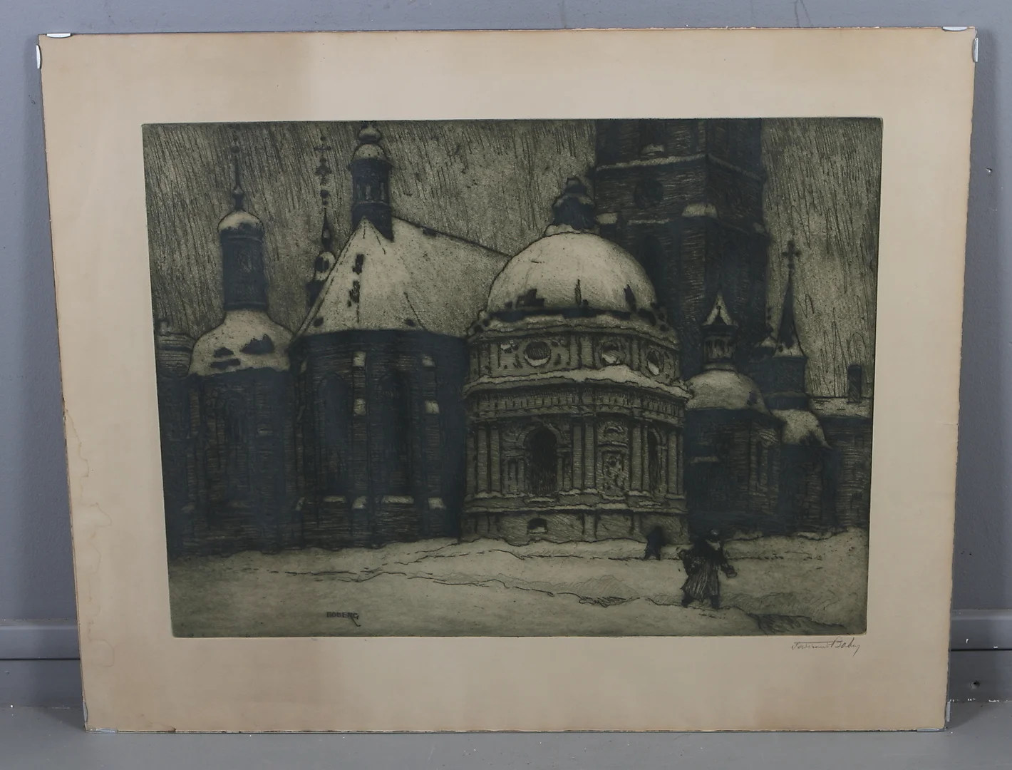 FERDINAND BOBERG. Riddarholmskyrkan, etsning, signerad. — Engravings & Prints — Auktionshuset Kolonn