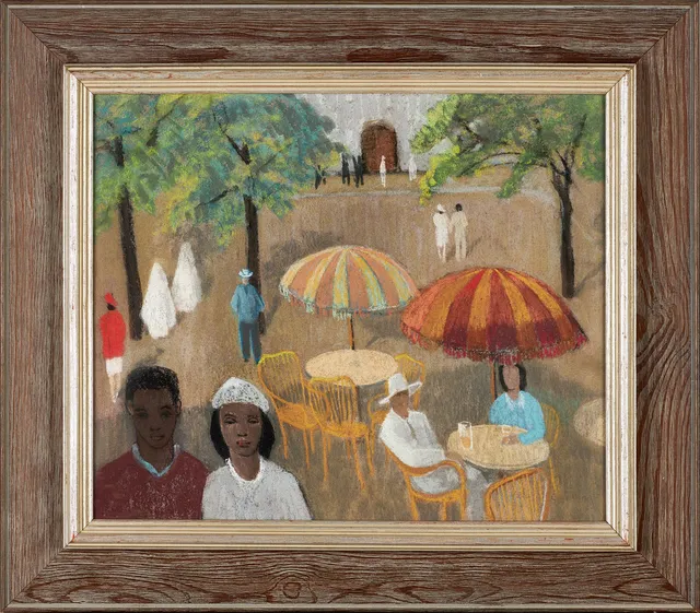 BENGT CARLBERG. Boulevard-Paris, signerad B. Carlberg, pastell.