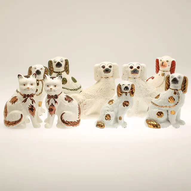 FIGURINER, 9 stycken, Staffordshire, England, 1800/1900-tal.