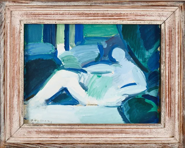 OLLE NYMAN. "Odalisk", gouache på papper, signerad.