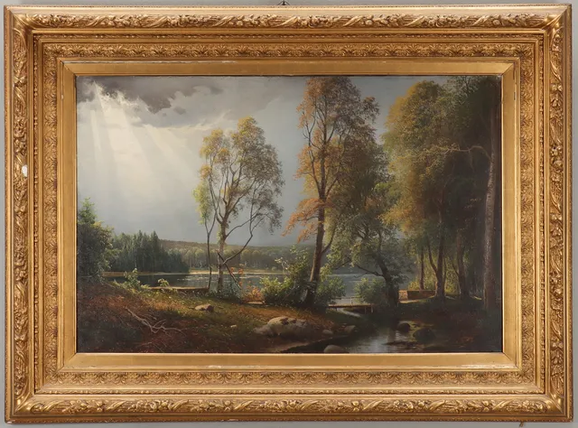 SIEGFRIED HASS. Höstlandskap vid sjö.