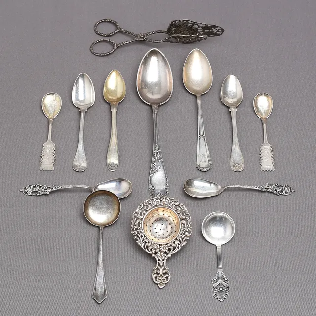 SILVER, 13 delar, 1800-/1900-tal.