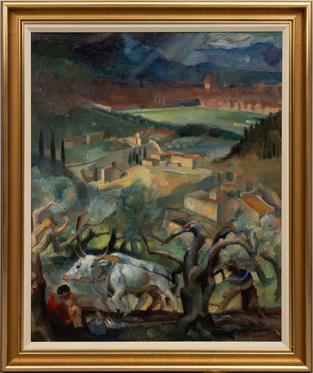 AXEL WALLERT. "Utsikt över Florens" olja på duk, signerad 1930.
