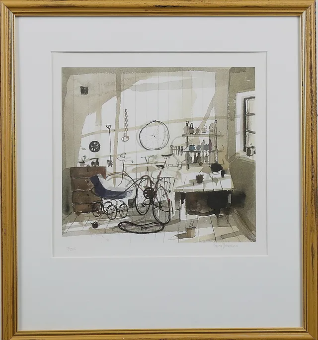 JOHNNY ANDERSSON. Interiör, färgserigrafi nr 17/275 signerad.