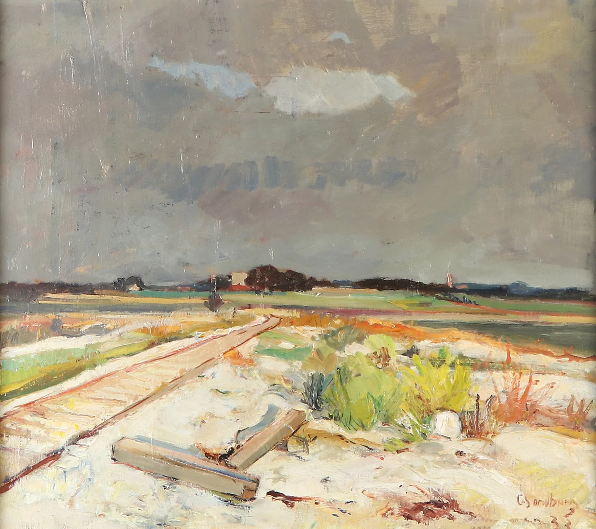 GOTTHARD SANDBERG. Oljemålning på duk. "Skanör". Signerad och daterad 33. — Paintings — Skånes Auktionsverk