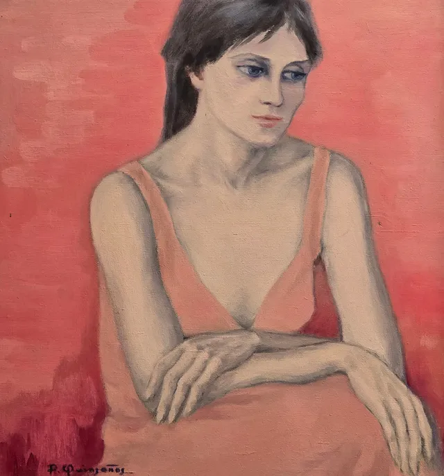 FIRMA ILEGIBLE. FIGURA FEMENINA. ÓLEO SOBRE LIENZO.