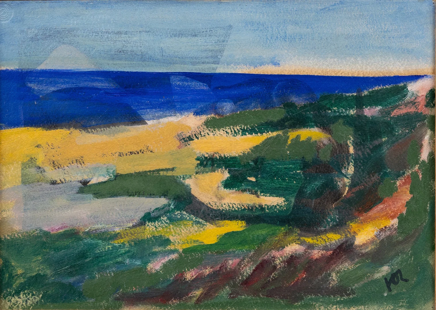 HANS OSVALD LARSSON (1915-1973). Kustlandskap. Österlen, olja på pannå, signerad. — Paintings — Garpenhus Auktioner