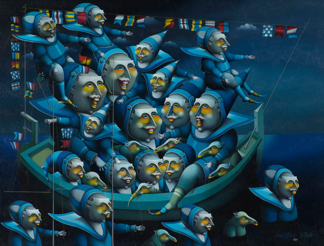 Ythjall, Terje — "Forventninger om ankomst" 2002 — Kunst/Maleri — Blomqvist