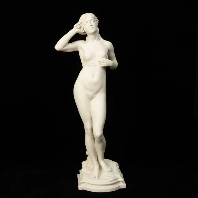PER HASSELBERG. Efter. Skulptur, parian, "Snöklockan". Gustavsberg.