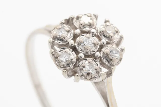 Vintage rosetring med diamanter, 14 kt. hvidguld