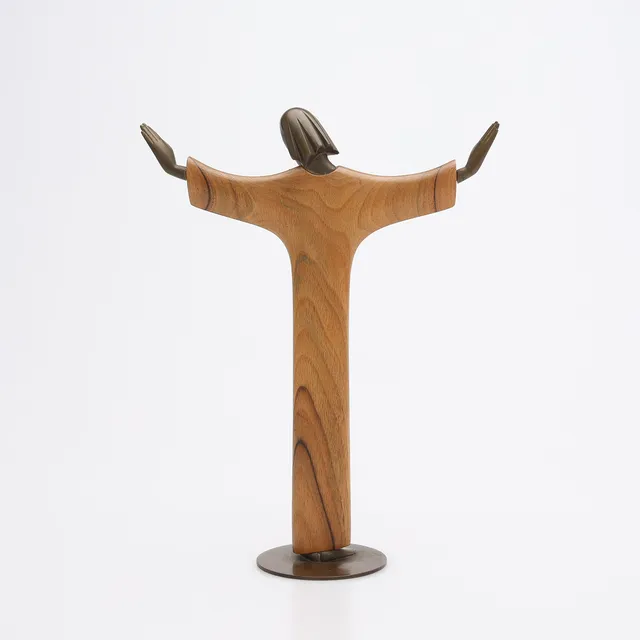 KARL HAGENAUER. SKULPTUR, BRONS & TRÄ, JESUS KRISTUS, WIEN, ÖSTERRIKE, ART DÉCO.