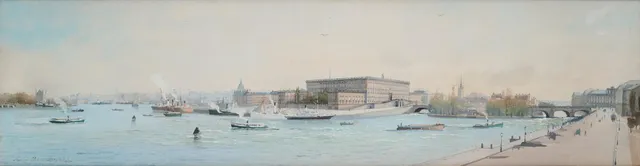 Anna Palm de Rosa, Vy mot Stockholms slott från Balsieholmskajen.