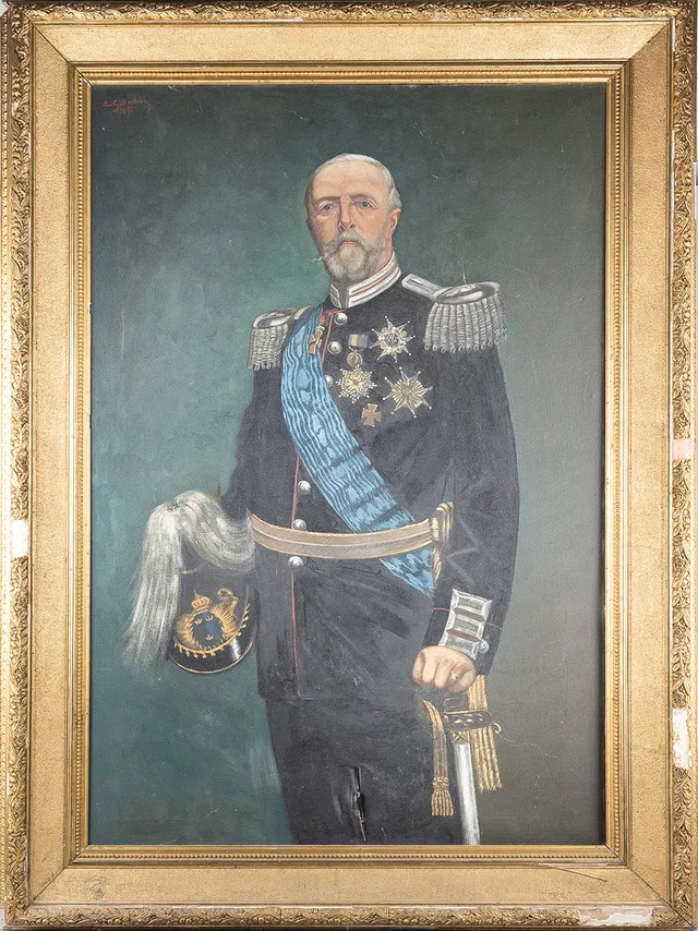 CARL GABRIEL WADELL ( 1865-1909). Kungaporträtt av Kung Oscar II (1829-1907), olja på duk.