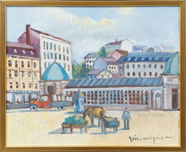 ERIC LUNDGREN. Oljemålningar, 2 st, signerade.