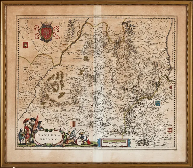 KARTA, NAVARRA REGNUM, Bleau, 1700-tal, delvis handkolorerad.