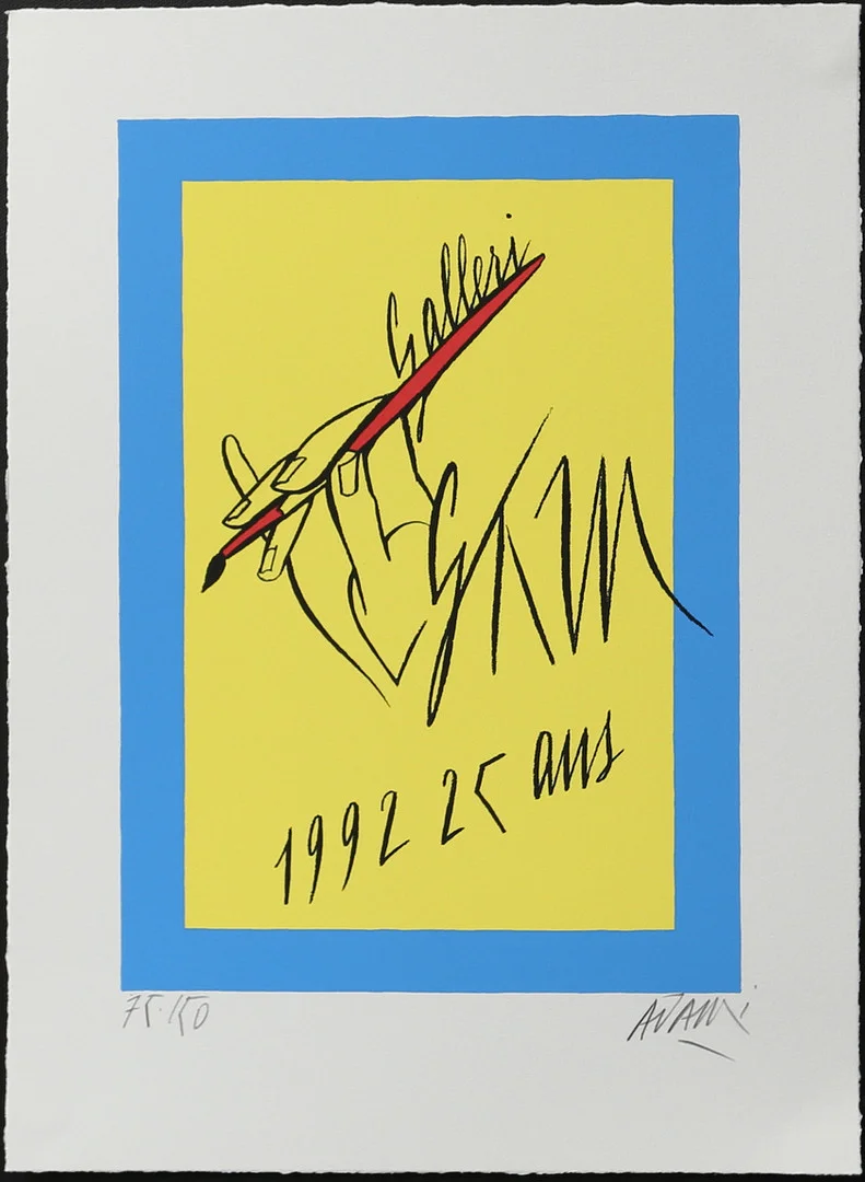 VALERIO ADAMI (FÖDD 1935). "Galleri GKM 1002, 25 ans", färglitografi nr 75/150, signerad Adami. — Engravings & Prints — Garpenhus Auktioner