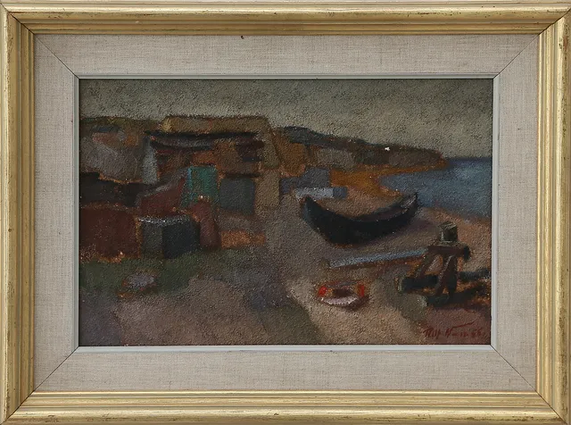 OIDENTIFIERAD KONSTNÄR. Strandmotiv, olja på pannå, signerad.
