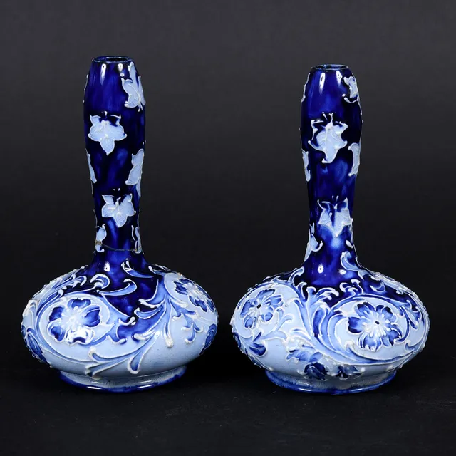 PAIR OF MACINTYRE FLORIAN VASES - MOORCROFT INTEREST.