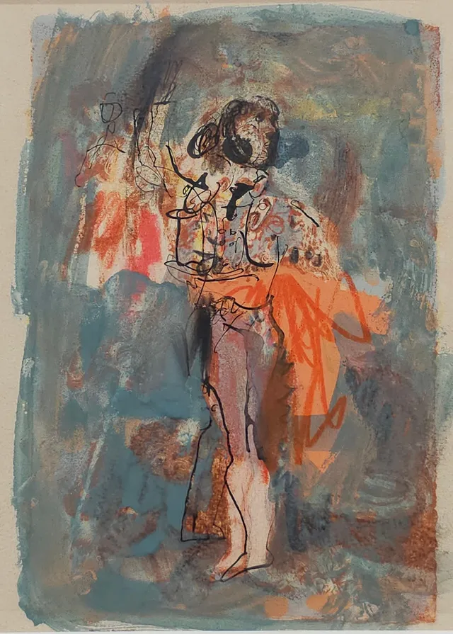 ANTONI CLAVÉ (1913-2005)"ETUDE PUOR LETTRES D' ESPANGE" TINTA Y GOUACHÊ, 1945.