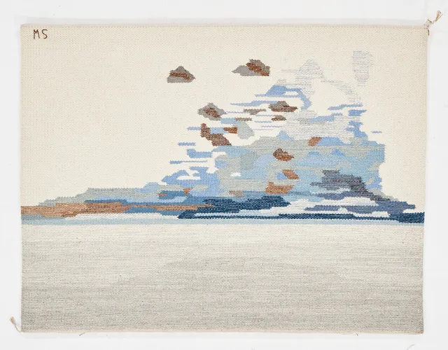 STIG WINNERSKOG (1930-1994). "Vårvinter", väggvävnad, Gammelstads handväveri, Marianne Strutz, monogramsignerad.