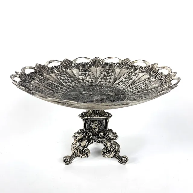 FRUKTSKÅL, på fot, metall, Italien, 1900-tal.