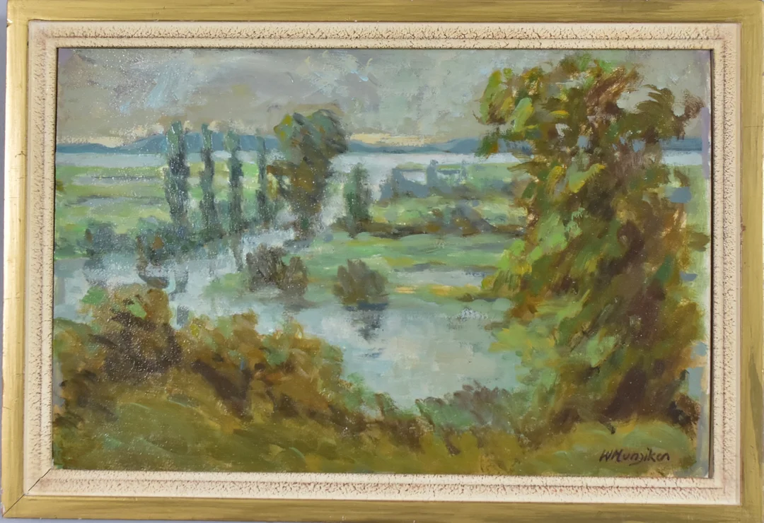 WERNER HUNZIKER. Olja på pannå. — Paintings — Halmstads Auktionskammare